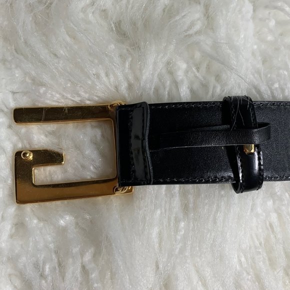Gucci Gold G Black Leather Buckle Belt main image 4